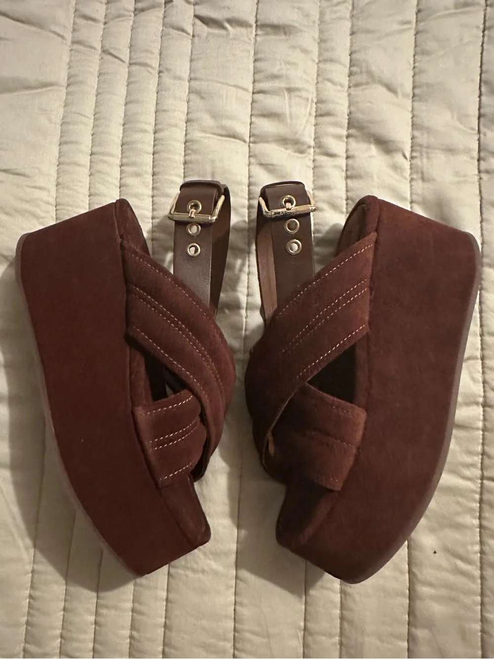 Free People Beach Party Platform Sandals in Cathay Spice Suede